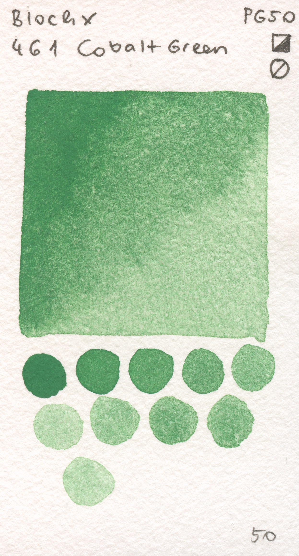 Blockx Aquarelles 461 Cobalt Green PG50 watercolor swatch