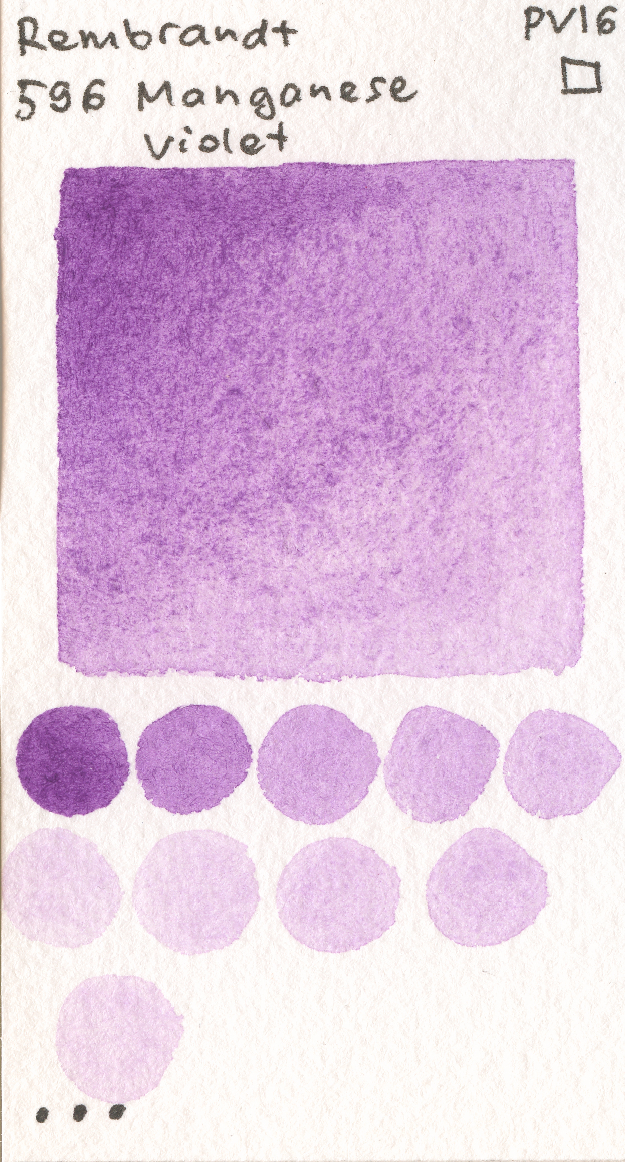 Royal Talens Rembrandt Water Colour 596 Manganese Violet PV16 watercolor swatch