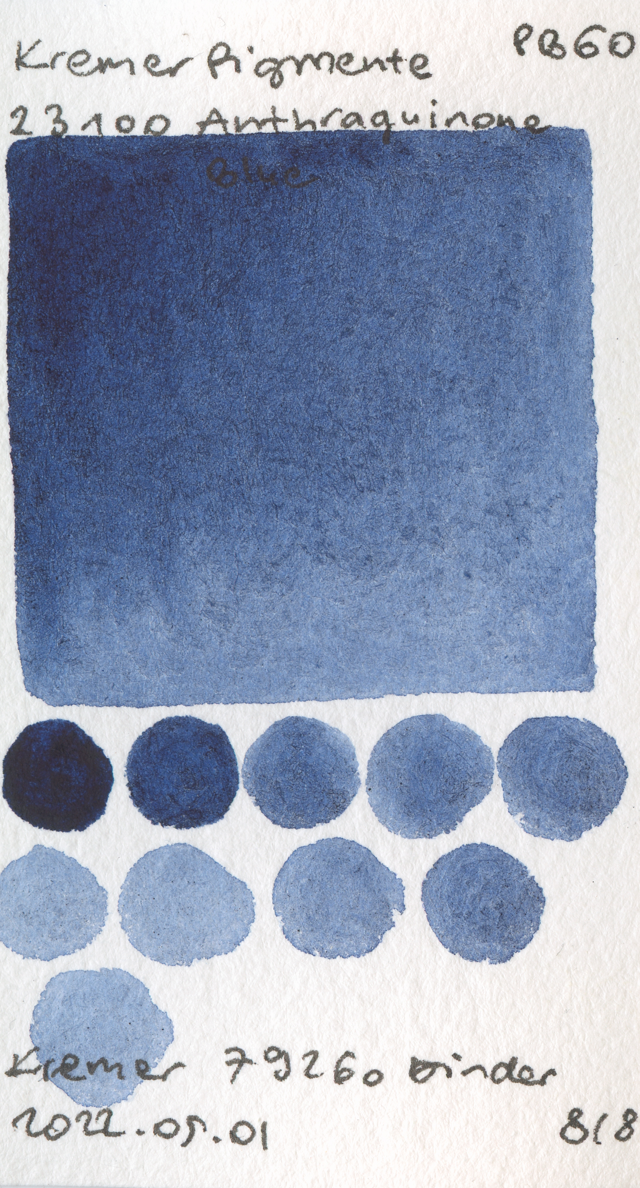 Kremer Pigmente Pigment 23100 Anthraquinone Blue PB60 watercolor swatch